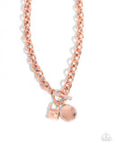 Locked Lady - Copper Necklace - Paparazzi Accessories Necklace Bedazzle Me Pretty Mobile Fashion Boutique