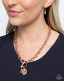 Locked Lady - Copper Necklace - Paparazzi Accessories Necklace Bedazzle Me Pretty Mobile Fashion Boutique