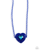 Locket Leisure - Blue Necklace - Paparazzi Accessories Necklace Bedazzle Me Pretty Mobile Fashion Boutique
