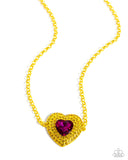 Locket Leisure - Yellow Necklace - Paparazzi Accessories Necklace Bedazzle Me Pretty Mobile Fashion Boutique