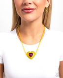 Locket Leisure - Yellow Necklace - Paparazzi Accessories Necklace Bedazzle Me Pretty Mobile Fashion Boutique