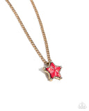 Lone Star Story - Red Necklace - Paparazzi Accessories Necklace Bedazzle Me Pretty Mobile Fashion Boutique
