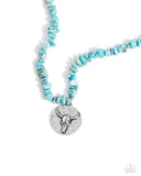 Longhorn Leader - Blue Necklace - Paparazzi Accessories Necklace Bedazzle Me Pretty Mobile Fashion Boutique