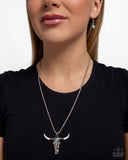Longhorn Legacy - White Necklace - Paparazzi Accessories Necklace Bedazzle Me Pretty Mobile Fashion Boutique
