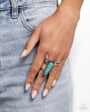 Longhorn Luxe - Blue Ring - Paparazzi Accessories Ring Bedazzle Me Pretty Mobile Fashion Boutique