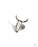 Longhorn Luxe - White Ring - Paparazzi Accessories Ring Bedazzle Me Pretty Mobile Fashion Boutique