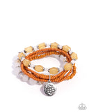 Lotus Moment - White Bracelet - Paparazzi Accessories Bracelet Bedazzle Me Pretty Mobile Fashion Boutique