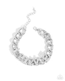 Lovely Legacy - White Bracelet - Paparazzi Accessories Bracelet Bedazzle Me Pretty Mobile Fashion Boutique