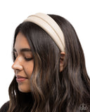 Lovely Lesson - White Headband - Paparazzi Accessories Bedazzle Me Pretty Mobile Fashion Boutique