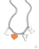 Lovely Lineup - Orange Necklace - Paparazzi Accessories Necklace Bedazzle Me Pretty Mobile Fashion Boutique