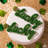 Lucky Legato - Green Post Earrings - Paparazzi Accessories Post Earrings Bedazzle Me Pretty Mobile Fashion Boutique