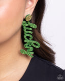 Lucky Legato - Green Post Earrings - Paparazzi Accessories Post Earrings Bedazzle Me Pretty Mobile Fashion Boutique