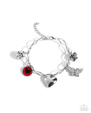 Lullaby Lucky - Red Bracelet - Paparazzi Accessories Bracelet Bedazzle Me Pretty Mobile Fashion Boutique