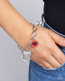 Lullaby Lucky - Red Bracelet - Paparazzi Accessories Bracelet Bedazzle Me Pretty Mobile Fashion Boutique