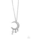 Lunar Landmark - White Necklace - Paparazzi Accessories Necklace Bedazzle Me Pretty Mobile Fashion Boutique
