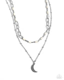Lunar Lucidity - White Necklace - Paparazzi Accessories Necklace Bedazzle Me Pretty Mobile Fashion Boutique