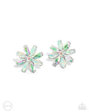 Maiden Makeover - Green Clip-On Earrings - Paparazzi Accessories Clip-On Bedazzle Me Pretty Mobile Fashion Boutique