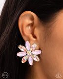 Maiden Makeover - Pink Clip-On Earrings - Paparazzi Accessories Clip-On Bedazzle Me Pretty Mobile Fashion Boutique