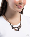 Manacled Melody - Copper Necklace - Paparazzi Accessories Necklace Bedazzle Me Pretty Mobile Fashion Boutique