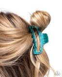 Marbled Model - Blue Hair Clip - Paparazzi Accessories Hair Clip Bedazzle Me Pretty Mobile Fashion Boutique