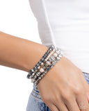 Marbled Mural - Silver Bracelet - Paparazzi Accessories Bracelet Bedazzle Me Pretty Mobile Fashion Boutique