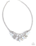 Marquise Maneuver - White Necklace - Paparazzi Accessories Necklace Bedazzle Me Pretty Mobile Fashion Boutique