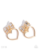 Matchmaking Model - Gold Clip-On Earrings - Paparazzi Accessories Clip-On Earrings Bedazzle Me Pretty Mobile Fashion Boutique