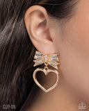 Matchmaking Model - Gold Clip-On Earrings - Paparazzi Accessories Clip-On Earrings Bedazzle Me Pretty Mobile Fashion Boutique