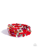 Material WHIRL - Red Bracelet - Paparazzi Accessories Bracelet Bedazzle Me Pretty Mobile Fashion Boutique