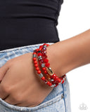 Material WHIRL - Red Bracelet - Paparazzi Accessories Bracelet Bedazzle Me Pretty Mobile Fashion Boutique