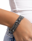 Mechanic Mural - Black Bracelet - Paparazzi Accessories Bracelet Bedazzle Me Pretty Mobile Fashion Boutique