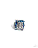 Medium SQUARE - Blue Ring - Paparazzi Accessories Ring Bedazzle Me Pretty Mobile Fashion Boutique