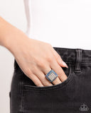 Medium SQUARE - Blue Ring - Paparazzi Accessories Ring Bedazzle Me Pretty Mobile Fashion Boutique