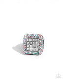 Medium SQUARE - Multi Ring - Paparazzi Accessories Ring Bedazzle Me Pretty Mobile Fashion Boutique