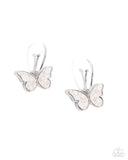 Melodic Mariposa - White Earrings - Paparazzi Accessories Earrings Bedazzle Me Pretty Mobile Fashion Boutique