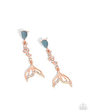 Mermaid Motivation - Copper Post Earrings - Paparazzi Accessories Post Earrings Bedazzle Me Pretty Mobile Fashion Boutique