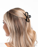 Merry BOW Round - Black Hair Clip - Paparazzi Accessories Hair Clip Bedazzle Me Pretty Mobile Fashion Boutique