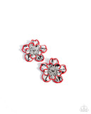 Merry Model - Red Post Earrings - Paparazzi Accessories Post Earrings Bedazzle Me Pretty Mobile Fashion Boutique