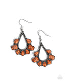 Mesa Trek - Orange Earrings - Paparazzi Accessories Earrings Bedazzle Me Pretty Mobile Fashion Boutique