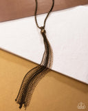 Metallic MESH-Up - Brass Necklace - Paparazzi Accessories Necklace Bedazzle Me Pretty Mobile Fashion Boutique