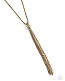 Metallic MESH-Up - Brass Necklace - Paparazzi Accessories Necklace Bedazzle Me Pretty Mobile Fashion Boutique