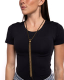 Metallic MESH-Up - Brass Necklace - Paparazzi Accessories Necklace Bedazzle Me Pretty Mobile Fashion Boutique