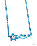 Meteor Moment - Blue Necklace - Paparazzi Accessories Necklace Bedazzle Me Pretty Mobile Fashion Boutique