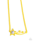 Meteor Moment - Yellow Necklace - Paparazzi Accessories Necklace Bedazzle Me Pretty Mobile Fashion Boutique