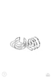 Metro Mashup - Silver Cuff Earrings - Paparazzi Accessories Post Earrings Bedazzle Me Pretty Mobile Fashion Boutique