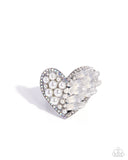 Mismatched Matchmaker - White Ring - Paparazzi Accessories Ring Bedazzle Me Pretty Mobile Fashion Boutique