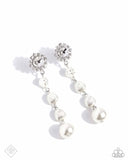 Modish Motif - White Post Earrings - Paparazzi Accessories Post Earrings Bedazzle Me Pretty Mobile Fashion Boutique
