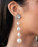 Modish Motif - White Post Earrings - Paparazzi Accessories Post Earrings Bedazzle Me Pretty Mobile Fashion Boutique