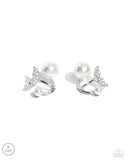 Modular Mermaid - White Post Earrings - Paparazzi Accessories Post Earrings Bedazzle Me Pretty Mobile Fashion Boutique