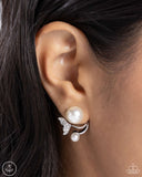 Modular Mermaid - White Post Earrings - Paparazzi Accessories Post Earrings Bedazzle Me Pretty Mobile Fashion Boutique